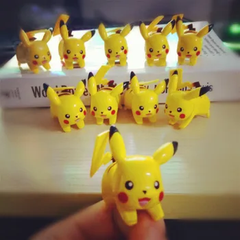 Rīcības 10 Gab./komplekts Pikachu Figūriņas Cosplay 4CM Pokemon Mini Pikachu Modeli, Rotaļlietas, Bērnu Dzimšanas dienas Torte Dekors Kolekcionējamu Rotaļlietu