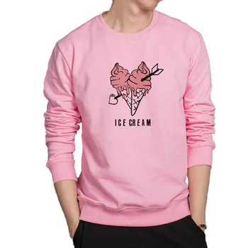 Saldējums Hoodies Rozā Mīļotājiem sporta Krekls Pavasara Outwear Džemperis Ikdienas pelēkā vārna Vīriešiem, mīkstu Kokvilnas pelēkā vārna Harajuku Polerones