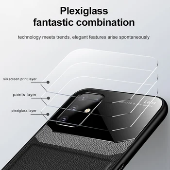Samsung Galaxy S20 Plus Gadījumā PU Ādas organiskā stikla Triecienizturīgs Bumper Case For Samsung Galaxi, Ņemiet vērā, 20 Ultra Pro Aizmugurējo Vāciņu