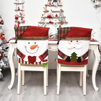 Santa Sniegavīrs Elk Krēslu Pārvalki Ziemassvētku Dekori Vakariņas Krēslu Ziemassvētki Klp Nosaka Vakariņu Galda Cepuri Krēsla Aizmugures Vāks