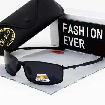 Saulesbrilles Zīmolu Vīriešu polarizētās Braukšanas vintage modes Krāsas, saules brilles laukumā, Melnā sporta mazs Taisnstūris Blackening
