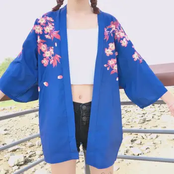 Sieviešu Harajuku Jaciņa Japāņu Kimono Vasaras Digitālā Drukā Brīvs Krekls Topi Gadījuma Sieviete Vīrietis Kimonos Mētelis