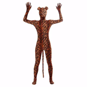 Sieviešu Iedomātā Tiger Dzīvnieku Zentai Pilna Bodysuit ar Ausi un Astes Zentai Zebra Likra Spandex Bodysuits Halloween Kostīms