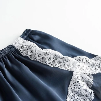 Sieviešu Modes Pidžamas Komplekts Sleepwear Sexy Piedurknēm Spageti Siksnas Naktsveļu Satīna Mežģīnes Apdari Cami Top bikses, Pidžamas Komplekts Homewear