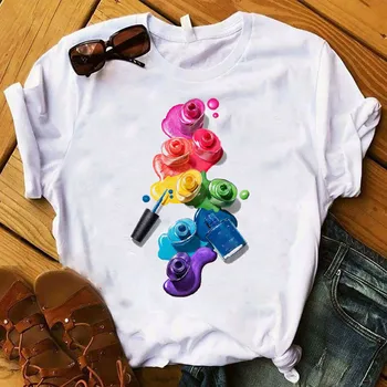 Sieviešu T Sieviešu Grafisko 3D Nagu krāsa Krāsa Modes Gudrs Iespiesti Top Tshirt Sieviešu Tee Kreklu Dāmas, Drēbes, T-krekls