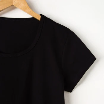 Sieviešu T-krekls ar apaļu apkakli, melns, izmērs 52