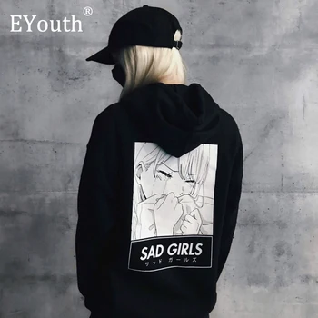 Sieviešu Vīriešu sporta Krekls pelēkā vārna Otaku Anime Skumji, Meiteņu Manga Drukāšanas garām piedurknēm Anime Kpop Drēbes Streetwear Lielgabarīta pelēkā vārna
