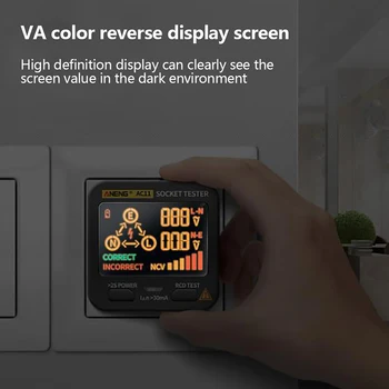 Smart ac 11 Ligzda Testera LCD Displejā bezkontakta RCD Digitālo Backlit