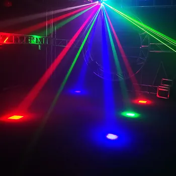 Staru Lāzeru Strobe 3in1 led futbola kustīgās galvas RGB posmā spēkā apgaismojums dj gaismas ziemassvētku lāzera disco KTV bārs puse gaismas