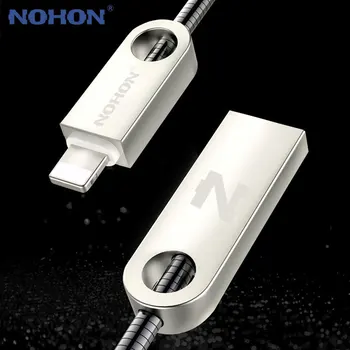 Sākotnējā NOHON Metāla 8 Pin USB Kabelis, Apple iPhone 7 6 Plus 5 5S 5C iPad Gaisa iPod Nano, Tālrunis, Kabeļu Ātrās Uzlādes Datu Sinhronizācija