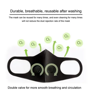 Sūklis Mutes Maskas PM2.5 Mascarillas ar Dubultu Elpojošs Vārstu Atkārtoti Sejas Maska Anti-Piesārņojuma Respiratoru Segtu Facemask