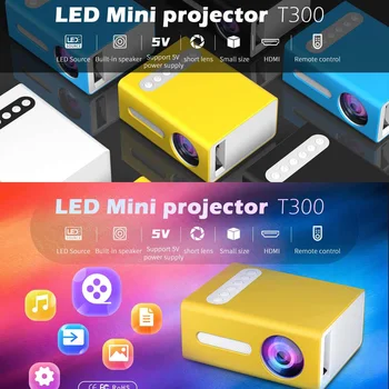 T300 110-240V LED Mini Projektors Nodrošina 1080P HDMI AV, USB Audio Portatīvo Projektoru Home Media Video Atskaņotājs, Iebūvēts Skaļrunis