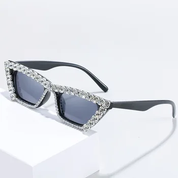 TIK&EI Modes Nelielu Kaķu Acu Luksusa Rhinestones Sieviešu Saulesbrilles Vintage Kvadrātveida Dimanta Briļļu Vīriešiem, Saules Brilles Toņos UV400