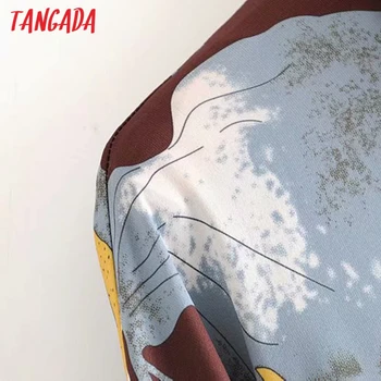 Tangada ir 2021. Sieviešu Lielgabarīta Drukāt, Krekls, Blūze Eruopean Stila, ar garām Piedurknēm, Elegants Sieviešu Krekls Topi 2J01