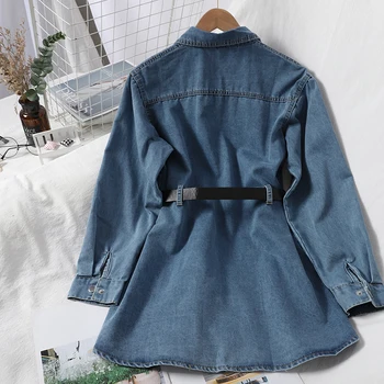 Temperaments universāls dubultās kabatas vecuma samazināšanu modes jostas džinsa jaka, krekls rudens korejiešu stila tendences
