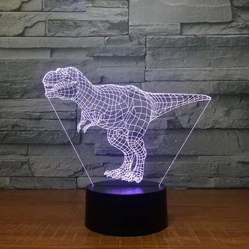 Tyrannosaurus Rex 3D Led Lampa 7 Krāsu Nakts Lampas, Bērniem Touch Led USB Galda ēsmas zivtiņu vadi Lampe Bērnu Miega Nightlight Piliens Kuģis