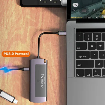 USB-C Hub ar m.2 sepa tiešā debeta maksājumu Kameras USB 3.0, HDMI centrmezgls, lai Mac air, MacBook Pro Tips-C SSD B-Atslēga NGFF 6Gbps HDD Gadījumā usb3.0 hdmi centrmezgls