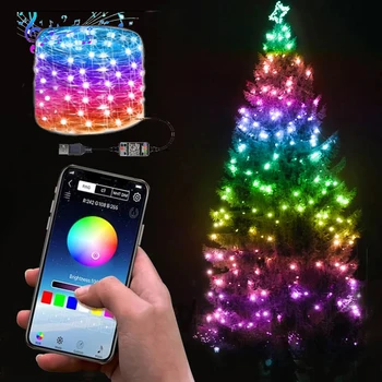 USB LED String Light Ziemassvētku Eglīte Dekori Smart Bluetooth ziemassvētki String Gaismas App Tālvadības Gaismas Ziemassvētku rotājumi