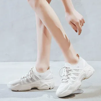 Vasaras Elpojošs Čības Dāmas Acu Trenažieri Baltā Platformu Sneaker Sieviete Grozi Femme Deportivas Mujer Izmēri 35-43