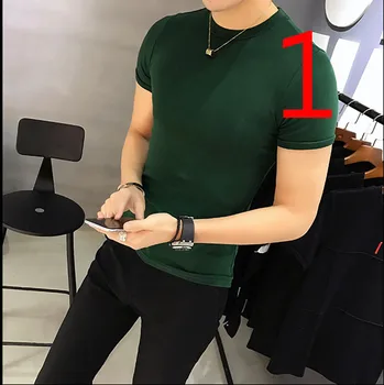 Vasaras īsām piedurknēm t-krekls vīriešu kokvilnas personības jauniešu apģērbu apaļu kakla Slim korejiešu versija tendenci jaunu compas