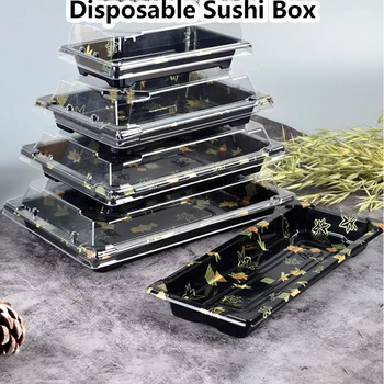 Vienreizējās lietošanas Sushi Box ar Skaidru Vāku, Iepakojuma Veikt Kaste Konteineri Suši Restorānu Īpašu Takeaway Pārtikas Iepakojuma