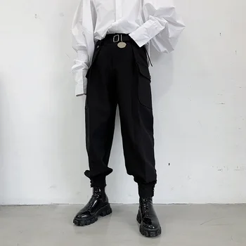 Vīrieši Japānā Streetwear Punk Gothic Gadījuma Elsas Vīriešu Vintage Hip Hop Kabatas Harēma Bikses Skatuves Apģērbs Kimono Elsas