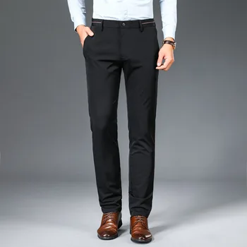 Vīriešu Ikdienas Bikses Uzņēmumu Vidū Vidukļa Izdilis Elastīgas Bikses Melnā Zilā Krāsā Rudens Ērti Atpūtas Pantalones Hombre