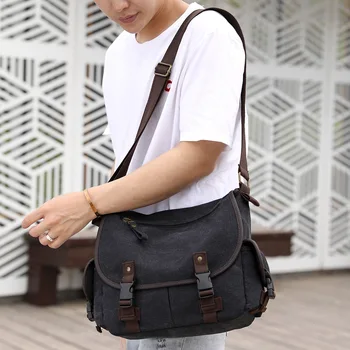 Vīriešu somiņa audekls pleca soma, Kurjera soma vīriešu modes jūra soma ikdienas korejiešu stilā klēpjdatoru atpūtas soma crossbody somas