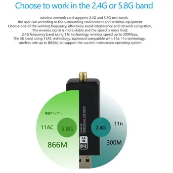 W50L-5DB Dual Band 2.4 G/5G WiFi USB3.0 Adapteris RTL8812AU Čipu Bezvadu AC High Gain Antena Tīkla Karte Desktop Laptop C26