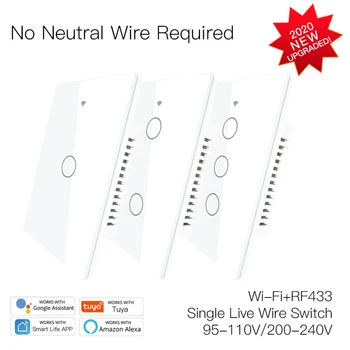 WIFI+RF433 Nav Neitrāla Smart Switch Jauno ASV 120 Versija Vienotā Uguns Smart Life/Tuya App Darbi Ar Alexa, Google Home 110/220V