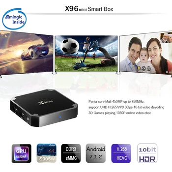 X96 mini Smart Android TV Box 2GB 16GB Android 7.1 Amlogic S905W Četrkodolu 2,4 GHz WiFi 1GB 8GB Set top box Android 9.0
