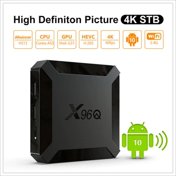 X96Q 4K Smart TV Kastē Nomaiņa Android 10.0 Quad Core Media Player 2.4 G Wifi Slim Top Box 8GB 16GB