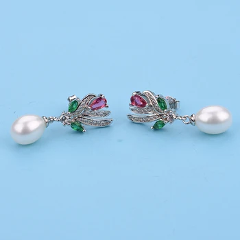 YIKALAISI 925 Sterling Sudraba Dabīgo Saldūdens Pērļu auskariem Modes Rotaslietas Sievietēm 8-9 mm, Piliens Forma Pērle, 4 Krāsas