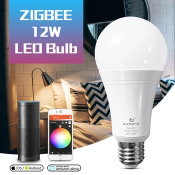 ZIGBEE 3.0 ZLL 12W LED RGB+PKT spuldzes AC100-240V rgb un dual balta E27 reostats LED spuldzes regulējamas lampas RGBW/RGBWW darba alexa