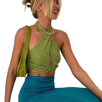 Zaļā Top Mežģīņu Augšu, Seksīga Vasaras Skatīt Caur Blusas Sexys Mujer Strapless Haut Femme élégant Camiseta Tirantes bez Piedurknēm Modes
