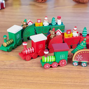 Ziemassvētku rotājumi, koka mazu vilcienu Ziemassvētku Multfilmas Bērniem Dāvanas Koka Logu Rotājumi mājās kerst raamsticker