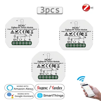 ZigBee 3.0 Smart Gaismas Slēdzi Modulis 1 Banda Smart Life/Tuya Bezvadu Balss Tālvadības ZigBee +RF Slēdzi Modul Ar Alexa