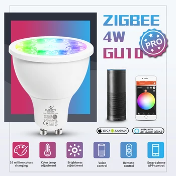 ZigBee Vārti Balss Kontroles 4W RGB+PKT Smart Spuldzes Aptumšojami GU10 WiFi LED Lampa 100-240V Darbu Ar Alexa Echo Google Home