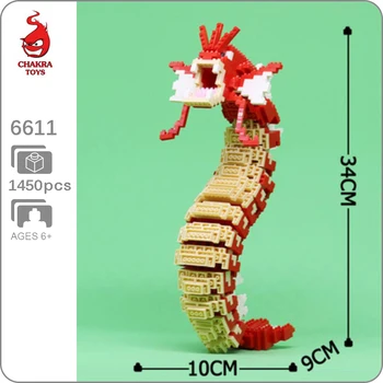 ČAKRU 6611 Red Gyarados 3D Modeli 1450pcs DIY Mazo Mini Dimanta Bloki, Ķieģeļi Celtniecības Rotaļlieta Bērniem, kas nav Kaste