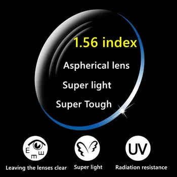 1.56 Indekss Augstas Izšķirtspējas Brilles Recepšu Aspherical Objektīvs Optiskā Super-Tough Ultra-Plānas Radiācijas Izturību Par Pāri