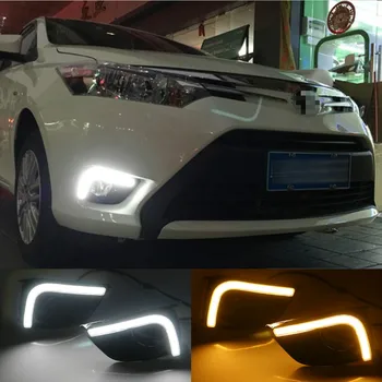 1 Pāris Auto, Dienas Gaitas Gaismas, Pagrieziena Signāla Gaismu 2-Krāsu dienas gaitas lukturi LED Miglas Lukturi Toyota Vios 2016
