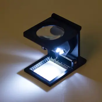 10x Lupa Optiskās Lēcas Palielināmo Stiklu, Salokāmajiem Mēroga Lupa, LED Apgaismojums Gaismas Drukāšanas Audums