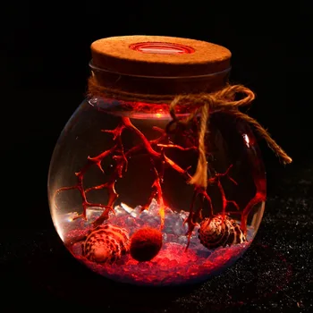 11 CM Apaļas Stikla Burkā Terāriju ar Krāsainiem LED Gaismas Korķa Mikro Ainavu Ekoloģisko Pudele Nakts Gaismas #264310