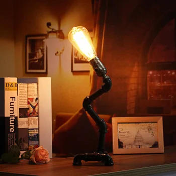 110-240V Vintage E27 Spuldzes Rūpniecības Caurules Galda Lampas LED Galda Galda Lampa Laterna Armatūra Iekštelpu Mājas Guļamistaba Dekorēšana Dāvanas