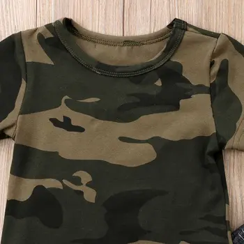 2017 Pavisam Jaunu Jauki Toddler Zīdaiņu Bērnu Bērniem, Bērnu Zēniem Camo T-Krekls Topi Džinsa Bikses Kokvilnas 2gab Apģērbs, Apģērbu Komplekts 6M-5T