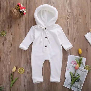2019 Jaunākās Karstā Jaundzimušā Bērna Baby Meitene Zēns Toddler Ziemas Drēbes Kapuci Romper Jumpsuit Silts Apģērbs