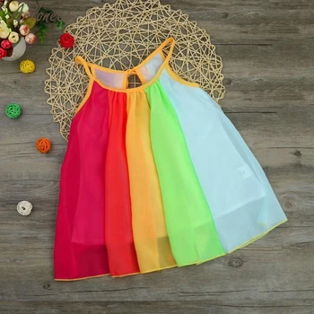 2019 bērnu kleita vasaras Toddler Bērniem, Baby Meitene Princese Drēbes bez Piedurknēm Šifona Tutu Varavīksnes Kleitas 27