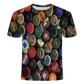 2019. gada Jaunums-3D t krekls Vīriešiem Kannas alus Iespiesti Hip Hop Crewneck īsām Piedurknēm Vīriešu/Sieviešu t-krekls, t-veida topi Āzijas lielums Tshirt 6xl