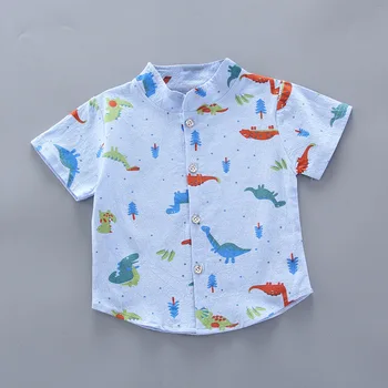 2020. gada vasaras new baby boy cartoon dinozauru īsām piedurknēm krekls, uzvalks, zēnu, baby mazais džentlmenis, Atloks, bērnu apģērbu komplekti