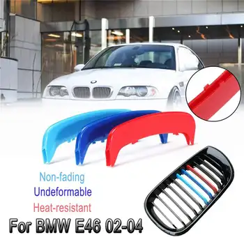 3 Krāsas, Plastmasas Priekšējo Centrs Režģa Vāku Apdare Sacīkšu Reste Der BMW E46 2002. līdz 2004. gadam Grila Vāka Svītru Klipu